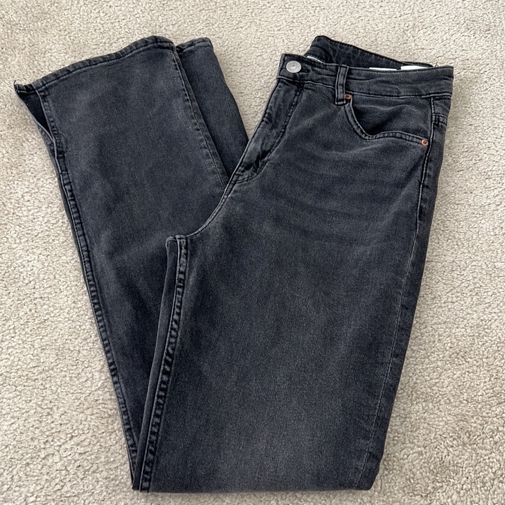 H&M Black High Waisted Straight Leg Split Hem Jeans - DONATING 5/14